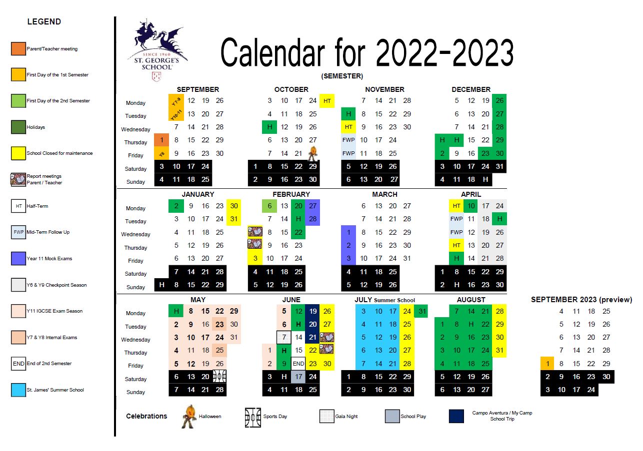 St. George's School - SCHOOL CALENDAR | St. George's School - International  Cambridge School
